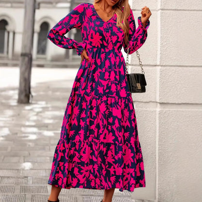 Robe maxi femme avec décolleté en V et manches volumineuses Chic und Stil