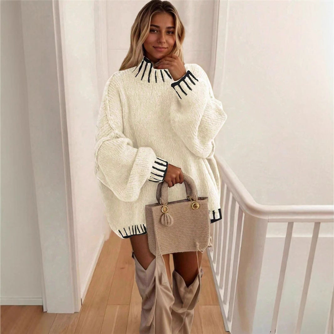 Pull en tricot oversize pour dames avec col décoratif Chic und Stil