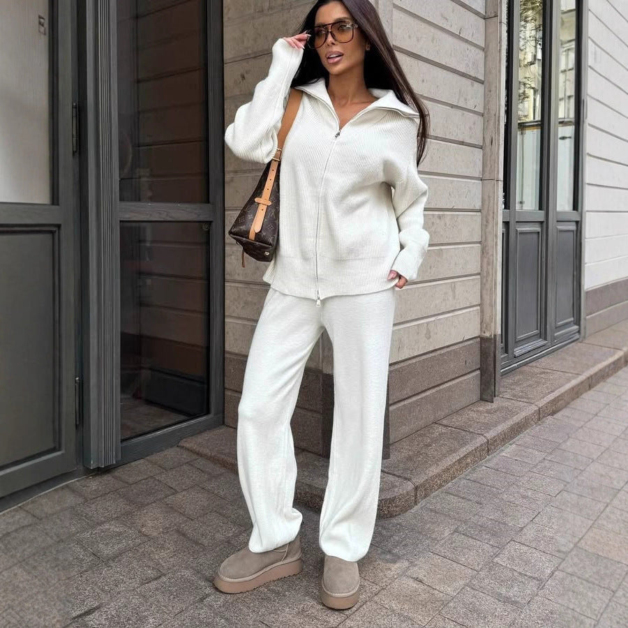 Pull à fermeture éclair pour femmes au design côtelé avec coupe décontractée Chic und Stil