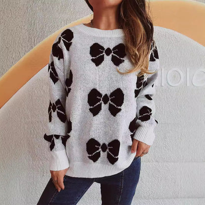 Pull décontracté pour femmes avec motif de nœuds ludique Chic und Stil
