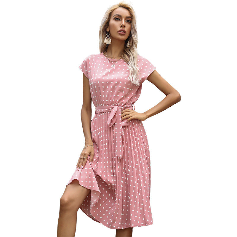 Robe A-ligne à pois pour femmes avec cordon de taille Chic und Stil