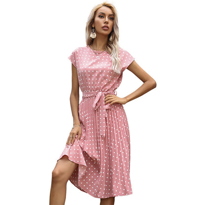 Robe A-ligne à pois pour femmes avec cordon de taille Chic und Stil