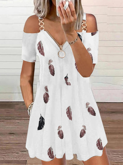 Robe décontractée légère pour femmes avec design d'épaules dénudées et fermeture éclair Chic und Stil