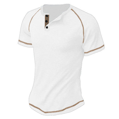 T-shirt à manches mi-longues pour hommes avec patte de boutonnage Chic und Stil