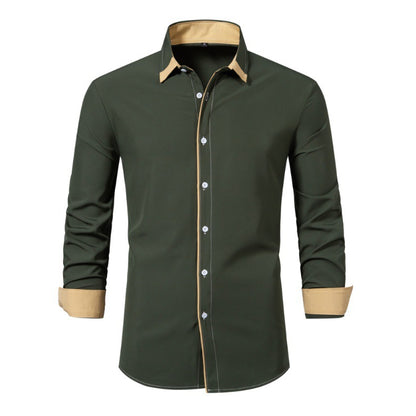 Chemise à manches longues pour hommes avec col contrasté moderne et coupe confortable Chic und Stil