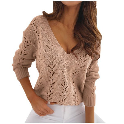 Pull en tricot pour femmes avec décolleté en V et motif délicat Chic und Stil