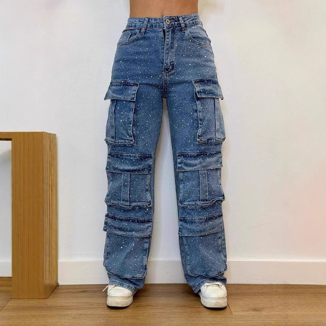 Dames Cargo Jeans avec plusieurs poches et coupe décontractée Chic und Stil