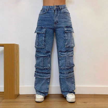 Dames Cargo Jeans avec plusieurs poches et coupe décontractée Chic und Stil