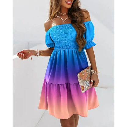 Robe à volants florale décolletée pour femmes Chic und Stil