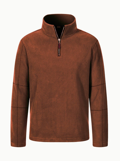 Fleece pullover for men with half-zip and high collar Chic and Style