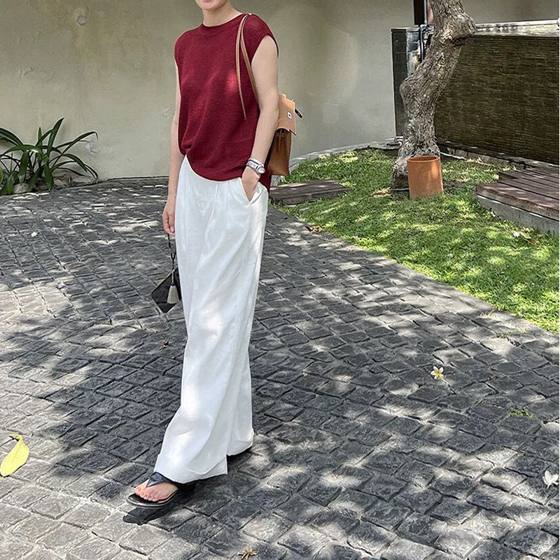 Chic and Style elegant sleeveless knit top set for women and wide leg pants