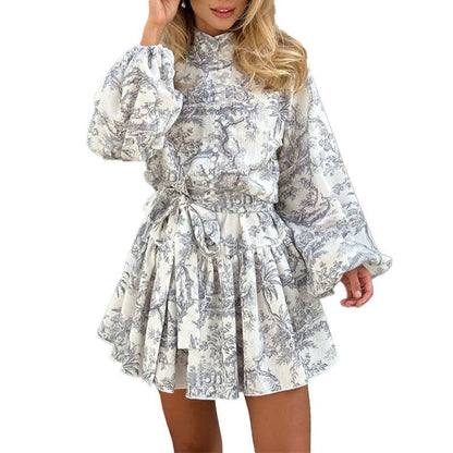 Robe chemise élégante pour femmes avec col haut et ceinture cintrée Chic und Stil