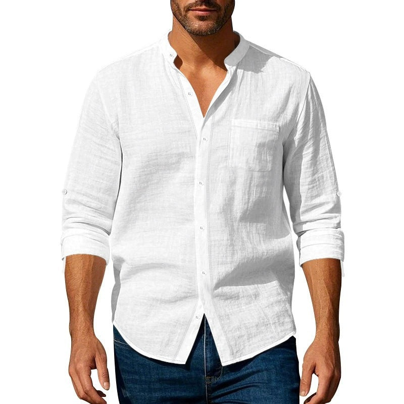 Chemise pour hommes avec col montant et poche poitrine Chic und Stil