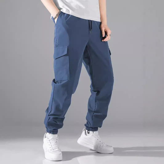 Pantalon cargo décontracté pour hommes avec taille élastique et poches latérales pratiques Chic und Stil