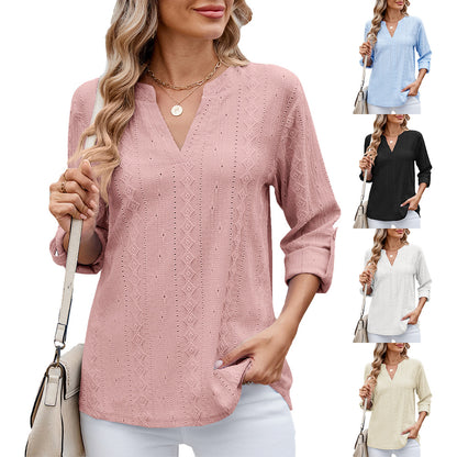 Dames Élégante et légère blouse avec décolleté en V Chic und Stil