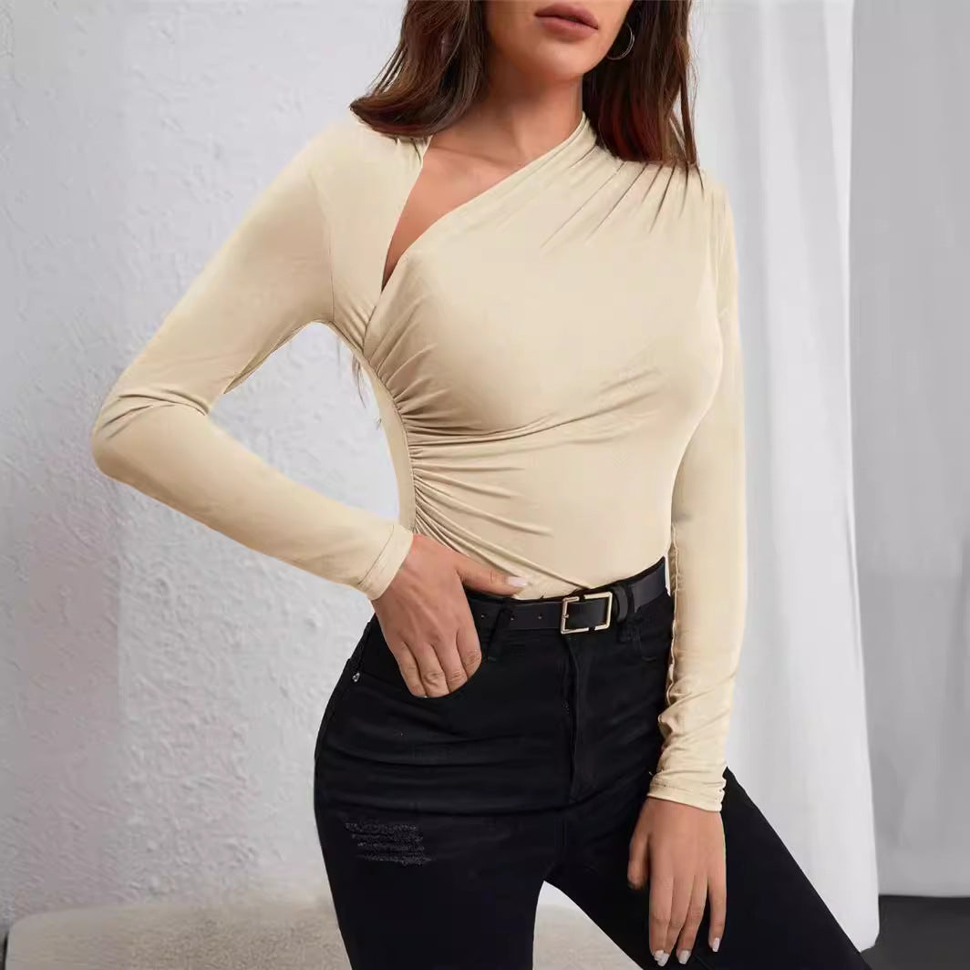 Body à manches longues pour femmes avec un design enveloppant unique Chic und Stil