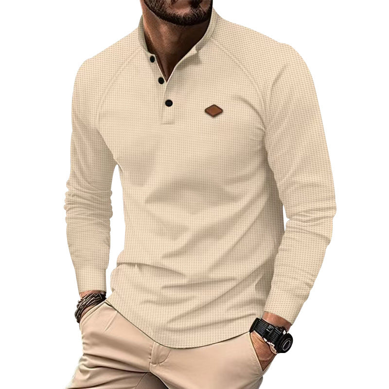Chemise Henley à manches longues pour hommes avec surface texturée et détails de boutons tendance Chic und Stil