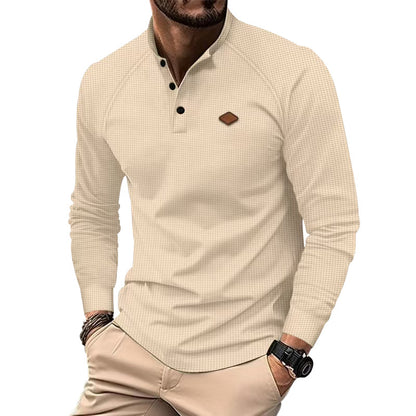 Chemise Henley à manches longues pour hommes avec surface texturée et détails de boutons tendance Chic und Stil