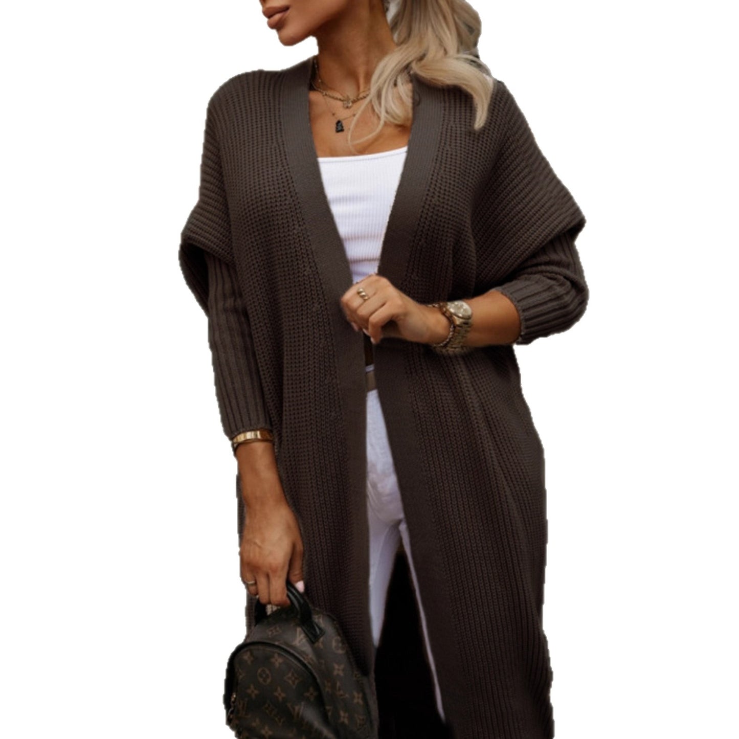 Veste tricotée à manches longues pour femmes avec coupe ouverte et motif gaufré Chic und Stil