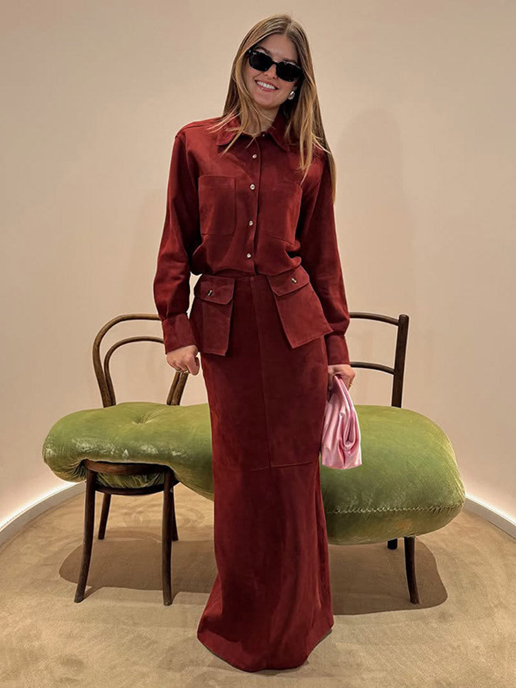 Dames Ensemble Élégant en Velours Chic und Stil