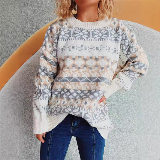 Pull en tricot confortable pour femmes avec un motif d'hiver et une coupe décontractée Chic und Stil