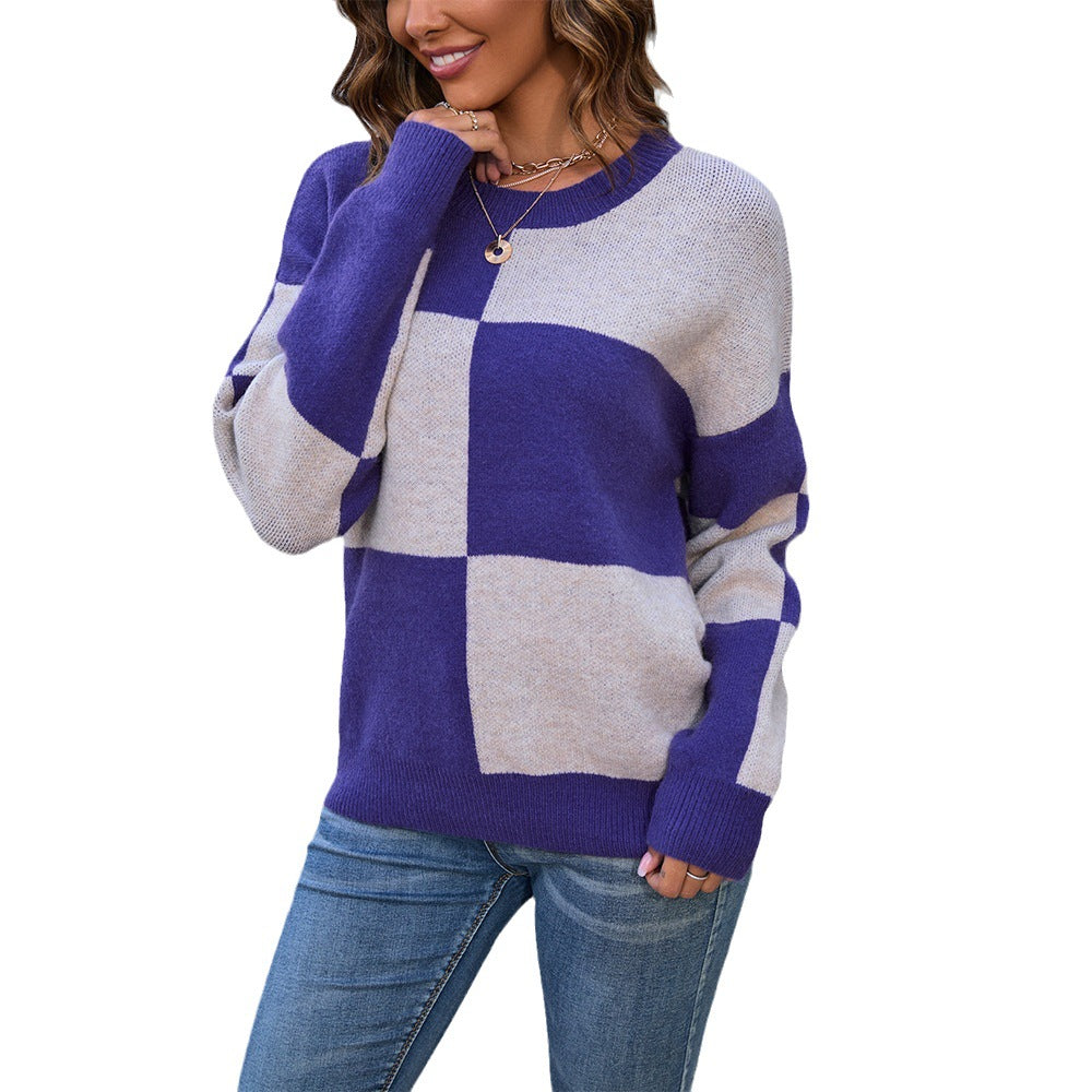 Chic and stylish women's pullover with geometric block design