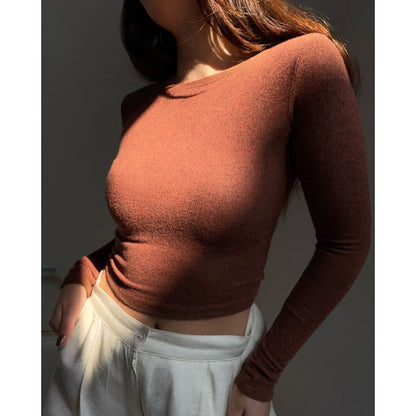 Dames crop-top à manches longues texturé Chic und Stil