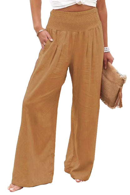 Light linen pants for women with elastic waist and wide fit Chic und Stil