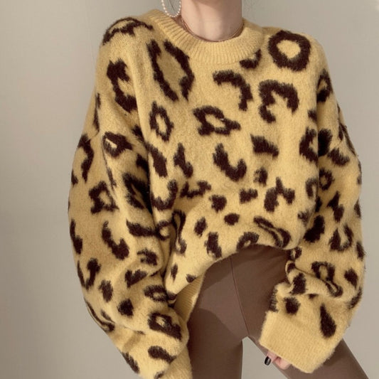 Dames Grand Pull en Design Imprimé Animalier Chic und Stil