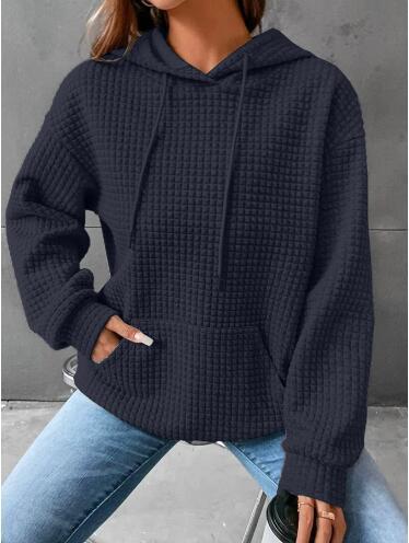 Sweat à capuche décontracté pour femmes avec surface texturée et poche kangourou pratique Chic und Stil