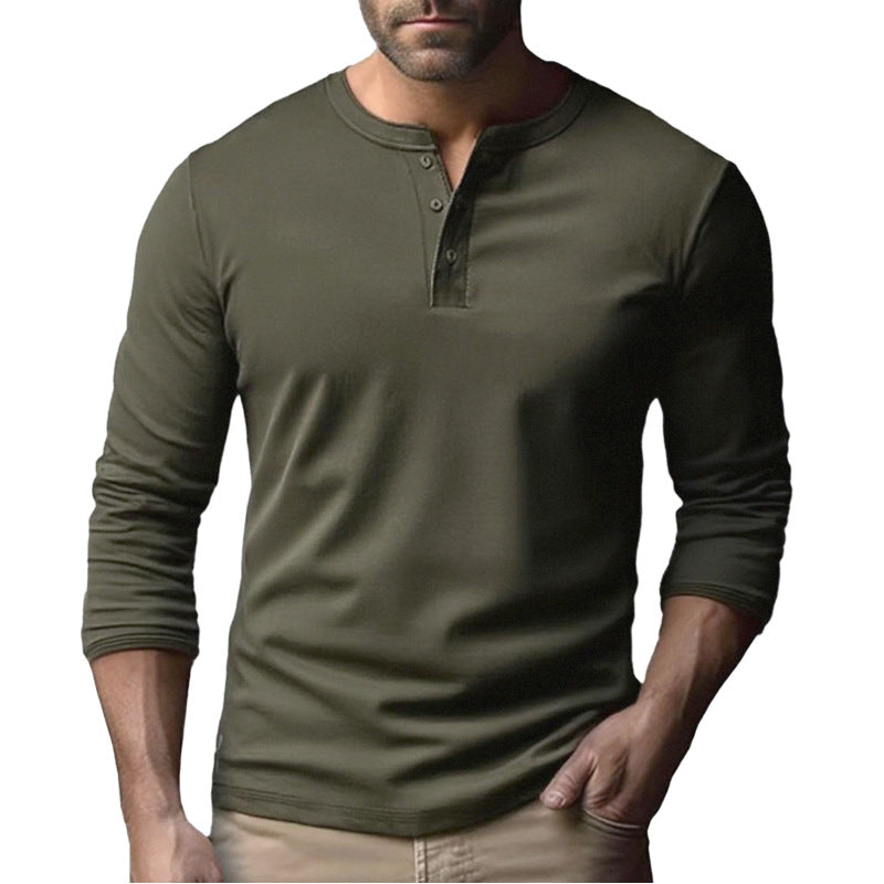Chemise Henley à manches longues pour hommes en mélange de coton respirant Chic und Stil