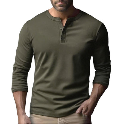 Chemise Henley à manches longues pour hommes en mélange de coton respirant Chic und Stil