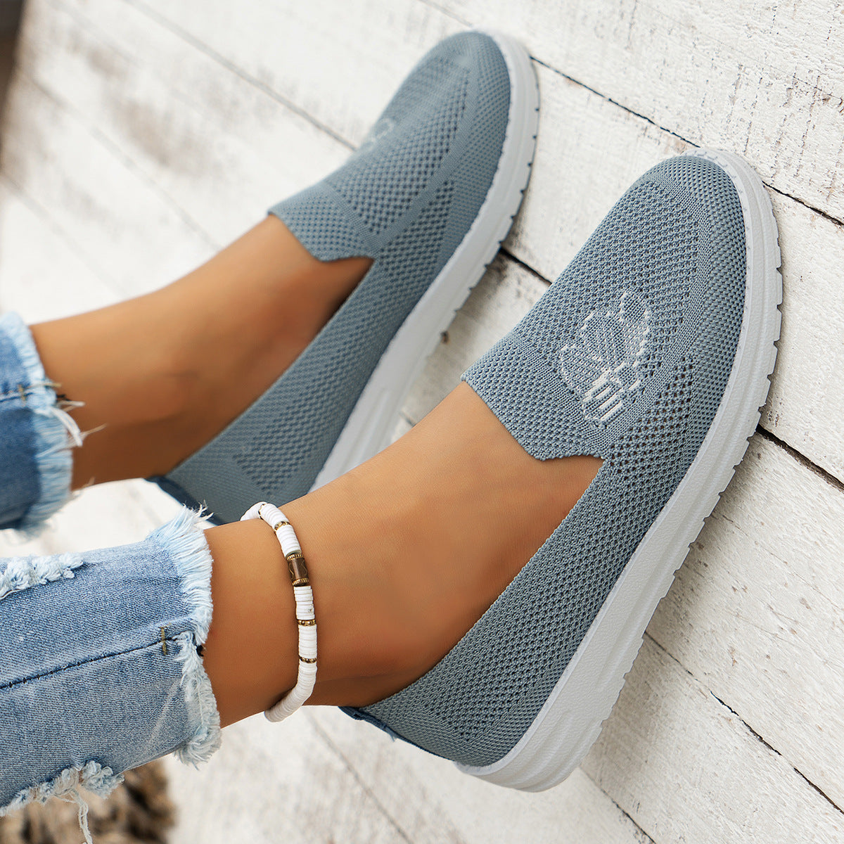 Dames Chaussures de loisirs Slip-On respirantes avec tige en mesh flexible Chic und Stil