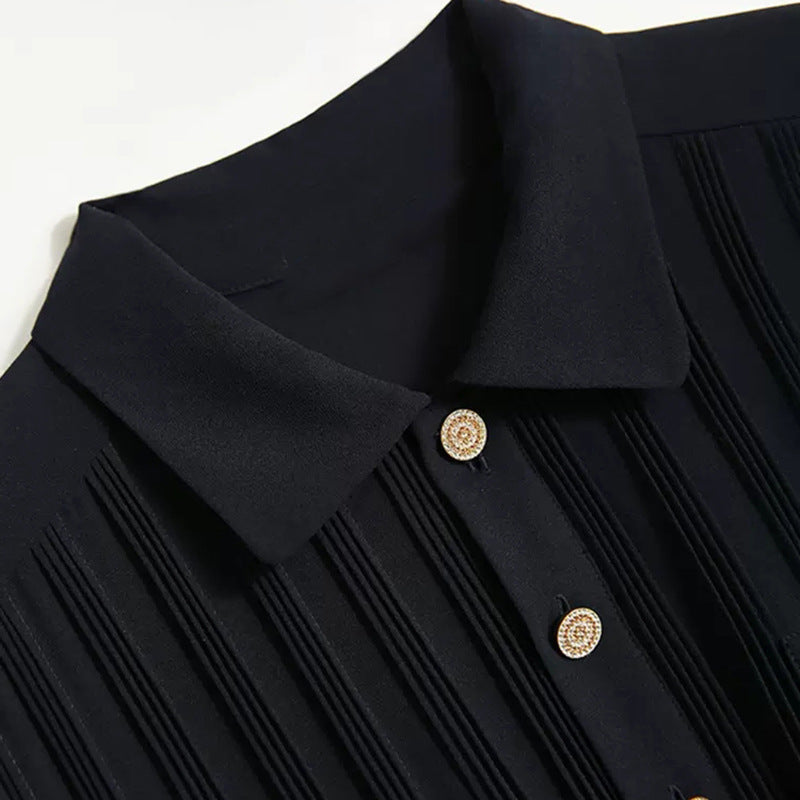 Robe maxi plissée pour femme avec détails de boutons Chic und Stil