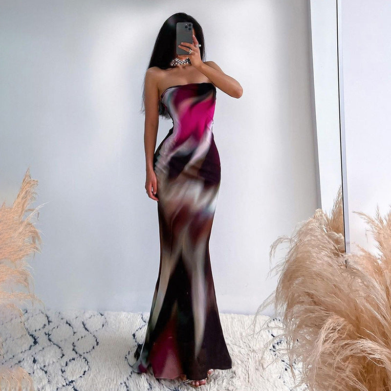 Robe de soirée maxi sans bretelles pour dames Chic und Stil