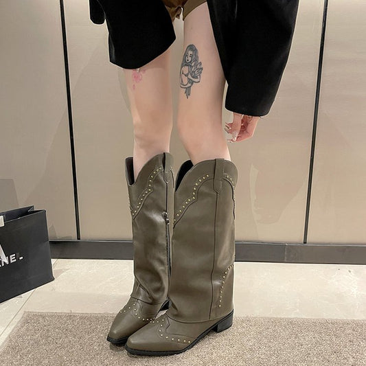 Bottes de cowboy pour femmes avec des clous décoratifs et un confortable talon bloc Chic und Stil