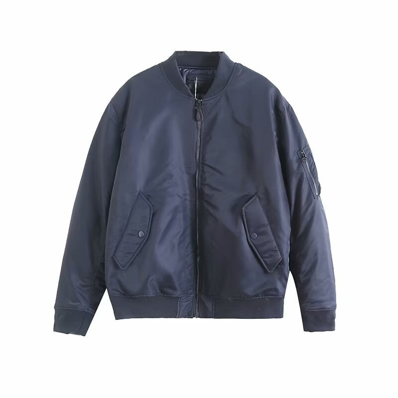 Veste aviateur en faux cuir intemporelle pour femmes avec poches pratiques Chic & Stil