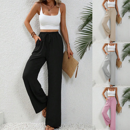 Wide leisure pants for women with elastic waistband and practical pockets Chic and Style