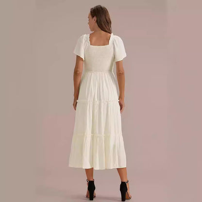 Robe maxi à volants pour femmes avec manches bouffantes Chic und Stil