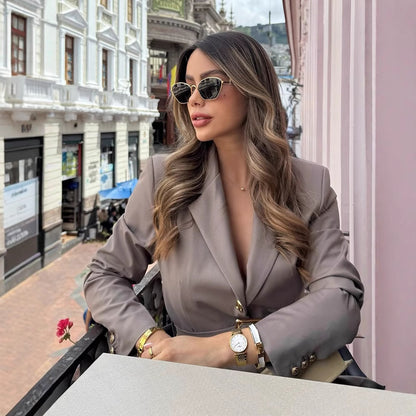 Dames blazer élégant cintré avec ceinture Chic und Stil