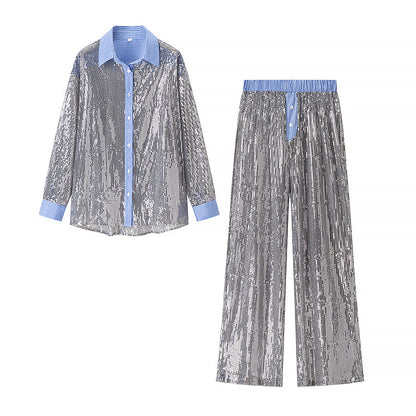 Dames Ensemble de pyjama glamour en sequins Chic und Stil