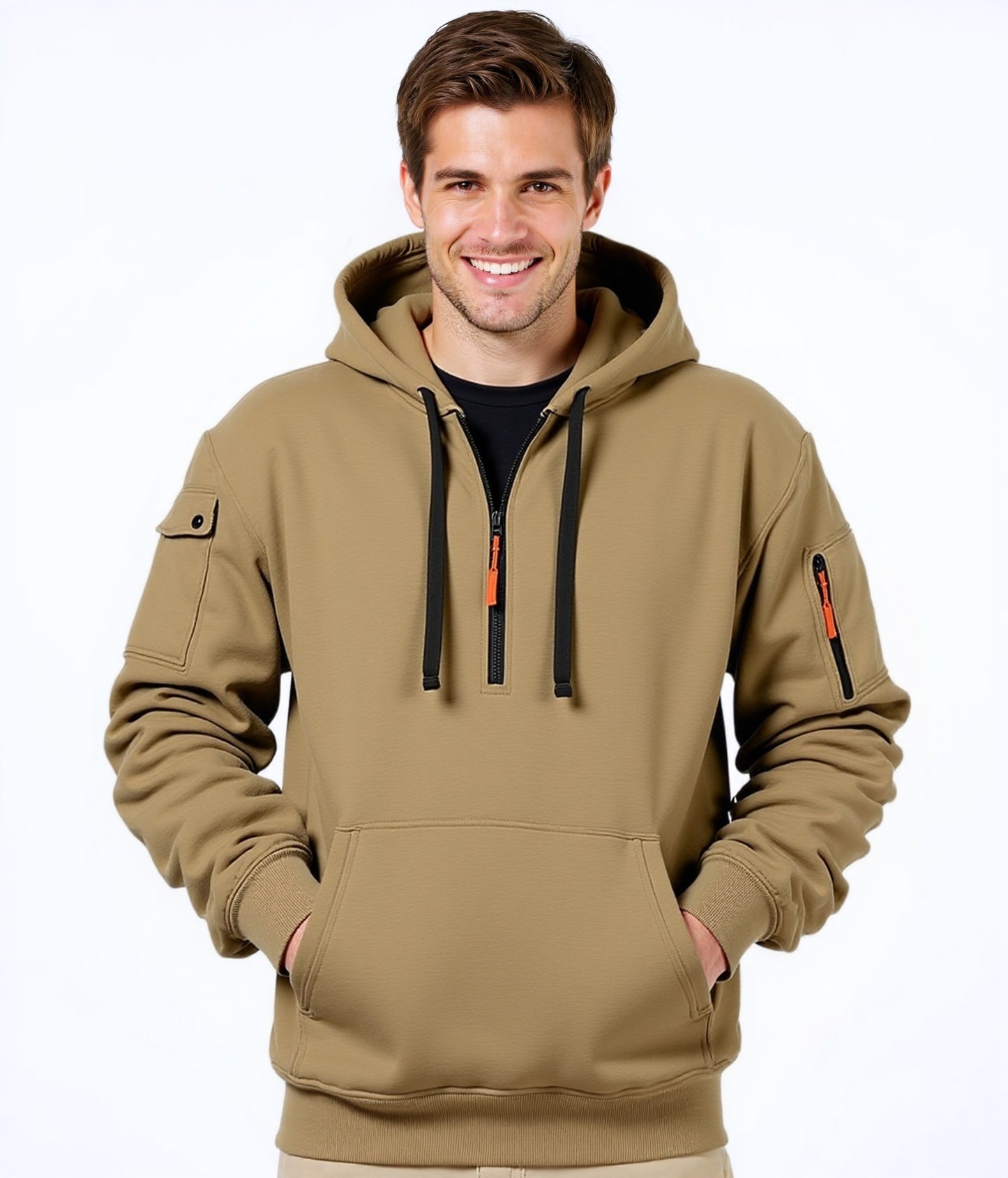 Homme pull à capuche tendance avec poches polyvalentes et fermeture éclair moderne Chic und Stil
