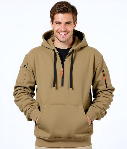 Homme pull à capuche tendance avec poches polyvalentes et fermeture éclair moderne Chic und Stil