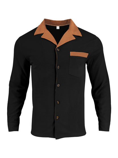 Chemise à manches longues stylée pour hommes avec un design texturé et une poche poitrine pratique Chic und Stil
