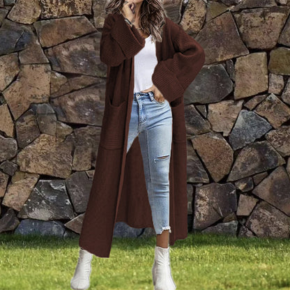 Dames Grand manteau en tricot avec poches profondes et coupe décontractée Chic und Stil