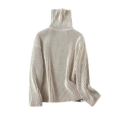 Pull en tricot confortable pour femmes avec col montant et rayures modernes Chic und Stil