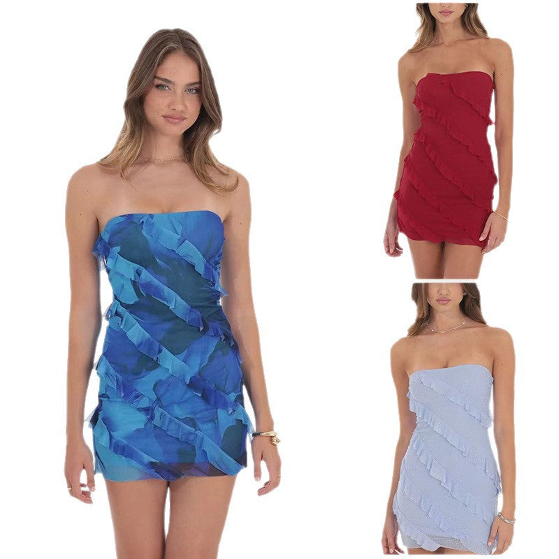Robe mini à volants pour femmes avec détails froncés Chic und Stil