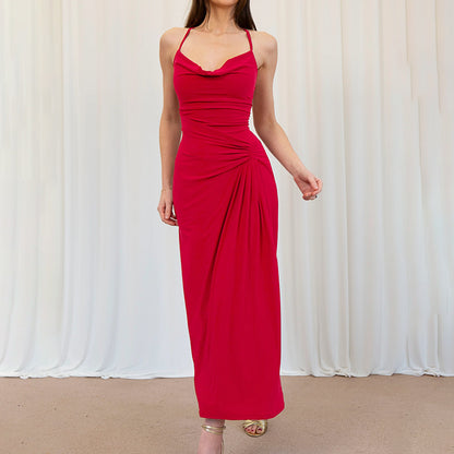 Robe maxi à col drapé pour femmes Chic und Stil