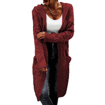 Cardigan en grosse maille pour femmes avec poches pratiques et détails en torsades élégants Chic und Stil