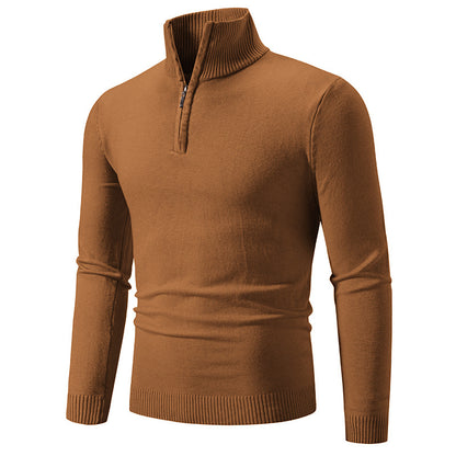 Pull en col roulé pour hommes avec zip court et texture fine Chic und Stil